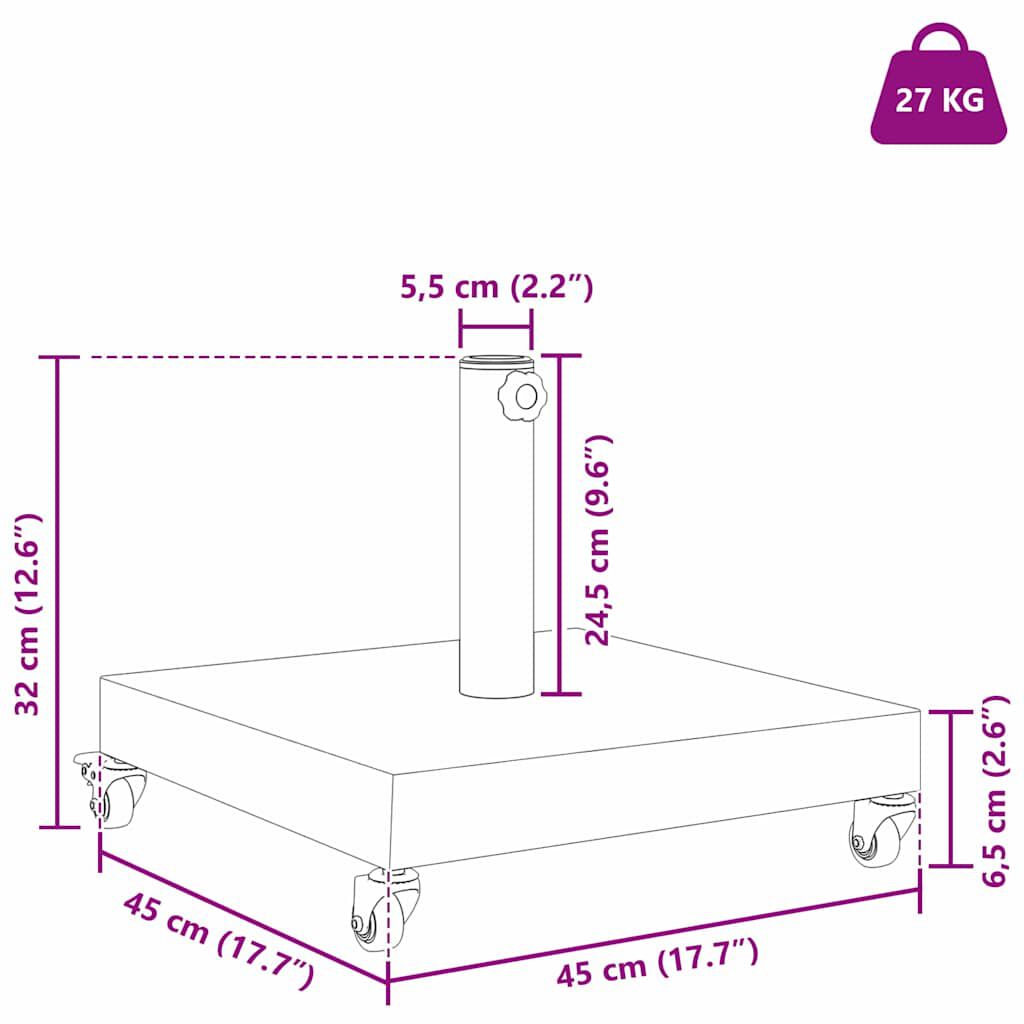 vidaXL Outdoor Umbrella Bases Black 45 x 45 x 32 cm Steel, Concrete