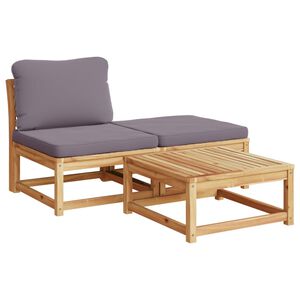 vidaXL 3 Piece Garden Lounge Set with Cushions Solid Wood Acacia