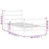 vidaXL Metal Bed Frame without Mattress with Footboard&nbsp;White 100x200cm