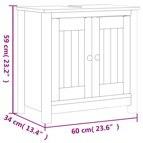 vidaXL Bathroom Sink Cabinet BERG Black 60x34x59 cm Solid Wood Pine