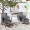 vidaXL 5 Piece Garden Bistro Set Poly Rattan and Tempered Glass Grey