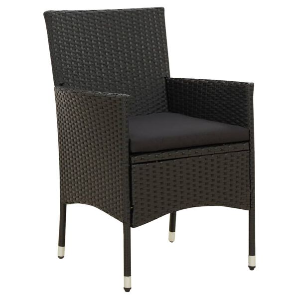 vidaXL Garden Chairs with Cushions 2 pcs Poly Rattan Black