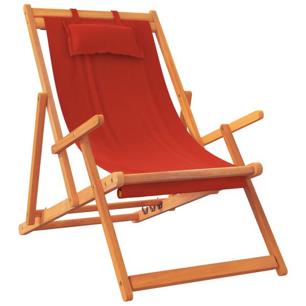 vidaXL Folding Beach Chairs 2 pcs Red Fabric