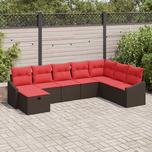 vidaXL 8 Piece Garden Sofa Set with Cushions Brown Poly Rattan