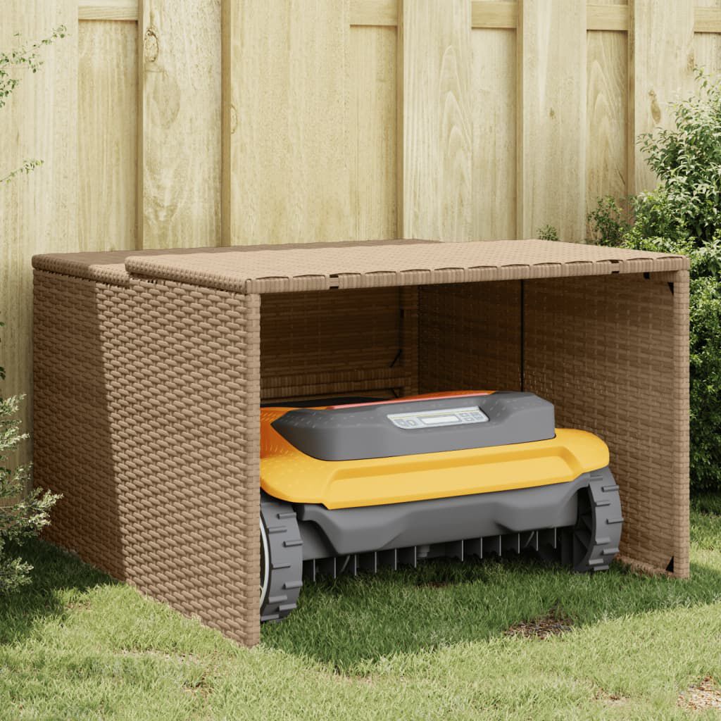 vidaXL Robot Mower Garage Beige 86x90x52/57 cm Poly Rattan