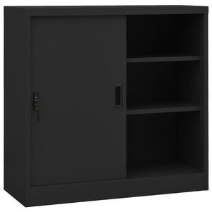 vidaXL Office Cabinet with Sliding Door Anthracite 90x40x90 cm Steel