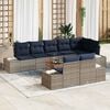 vidaXL Garden Sofa Set with Cushion 9 pcs Grey Poly Rattan