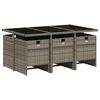vidaXL 7 Piece Garden Dining Set with Cushions Grey Poly Rattan