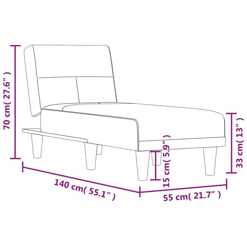 vidaXL Chaise Longue Light Grey Fabric