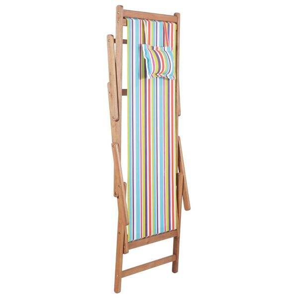 vidaXL Folding Beach Chair Fabric and Wooden Frame Multicolour