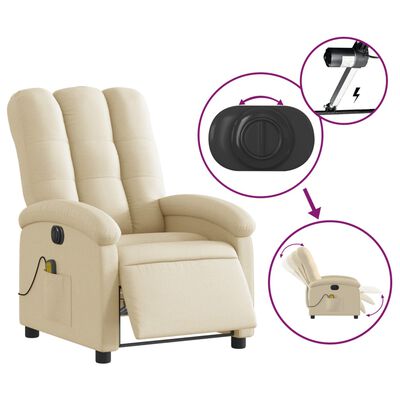 vidaXL Electric Massage Recliner Chair Cream Fabric