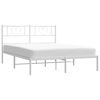 vidaXL Metal Bed Frame without Mattress with Headboard White 150x200cm