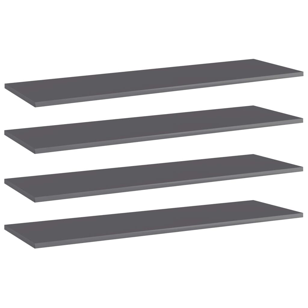 vidaXL Bookshelf Boards 4 pcs High Gloss Grey 100x30x1.5 cm Engineered Wood