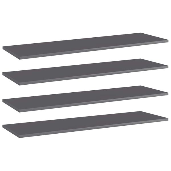 vidaXL Bookshelf Boards 4 pcs High Gloss Grey 100x30x1.5 cm Engineered Wood
