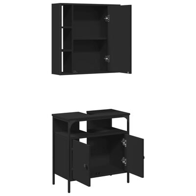 vidaXL 2 Piece Bathroom Furniture Set Black Engineered Wood