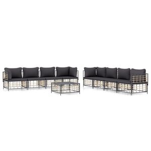 vidaXL 9 Piece Garden Lounge Set with Cushions Anthracite Poly Rattan