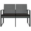 vidaXL 2-Seater Garden Bench with Cushions Dark Grey PP Rattan