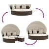vidaXL Outdoor Lounge Bed with Canopy and Cushions Brown Poly Rattan