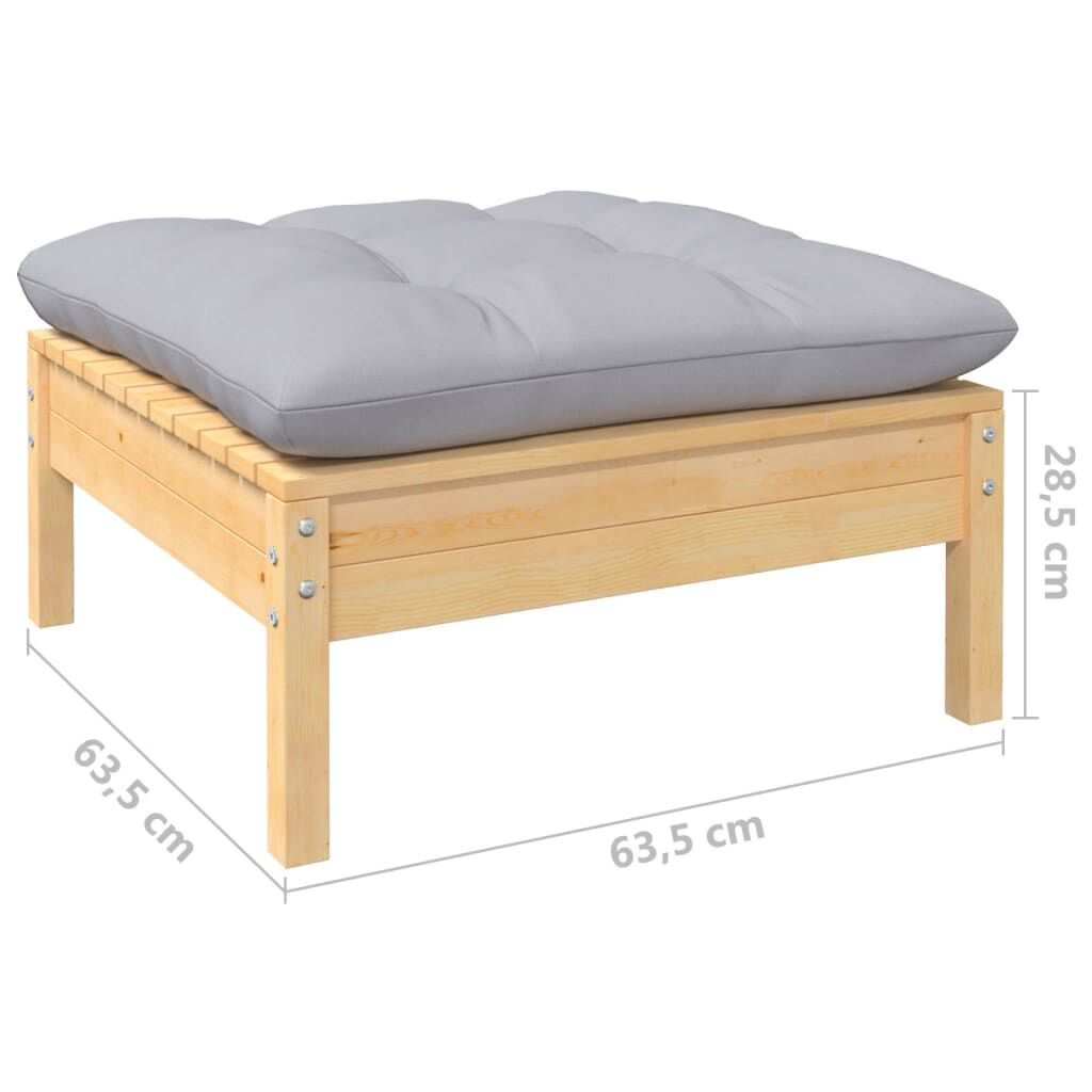 vidaXL 9 Piece Garden Lounge Set with Grey Cushions Pinewood