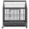vidaXL Dog Cage with Wheels and Roof Steel 92x62x106 cm