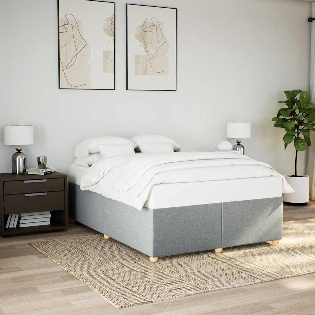 vidaXL Bed Frame without Mattress Light Grey Queen Fabric