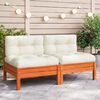 vidaXL Garden Sofa Armless with Cushions Wax Brown Solid Wood Pine