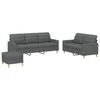 vidaXL 3 Piece Sofa Set with Cushions Dark Grey Fabric
