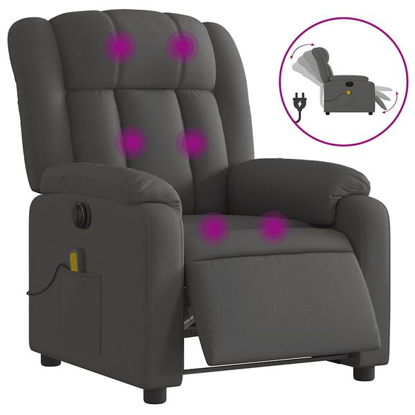 vidaXL Electric Massage Recliner Chair Dark Grey Fabric