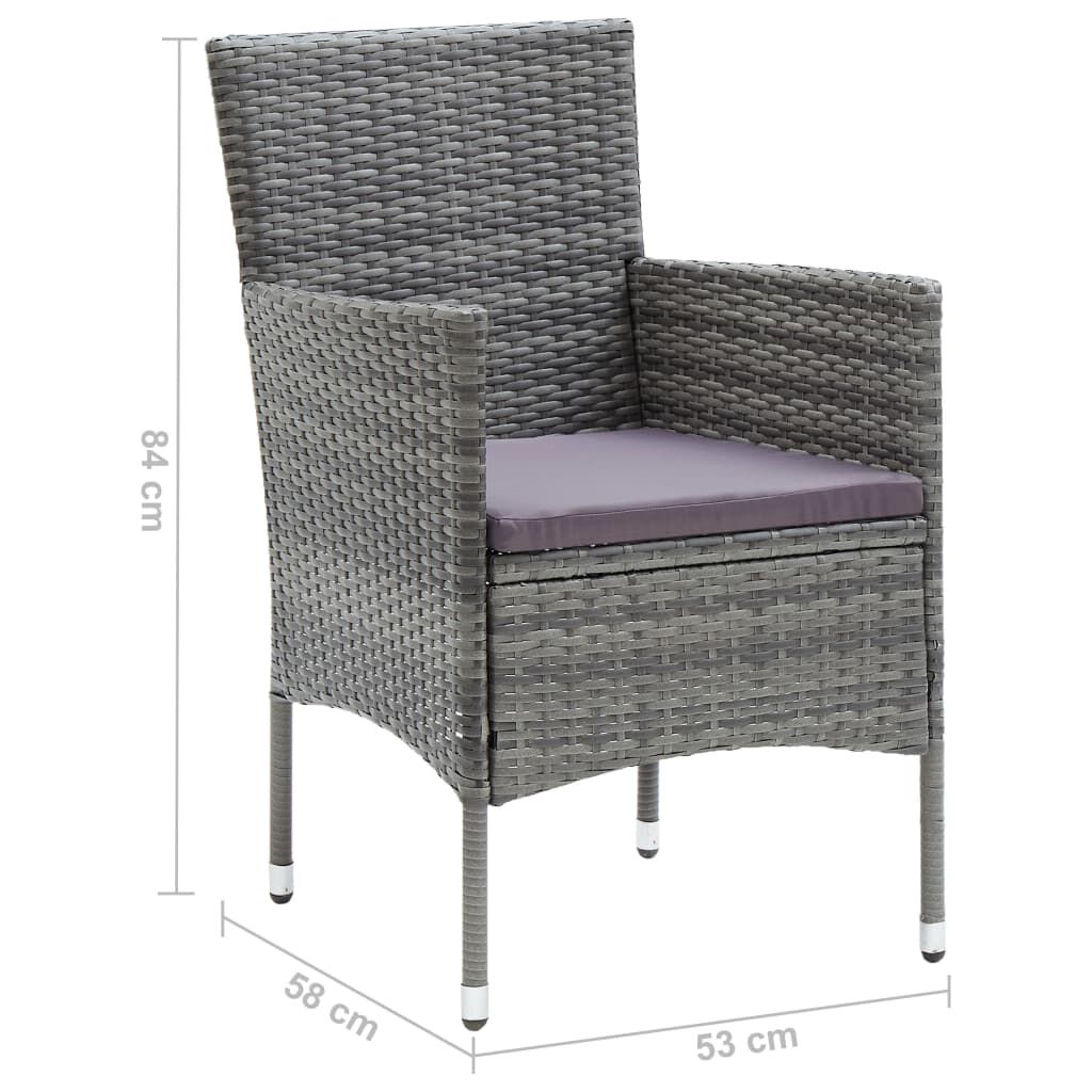 vidaXL Garden Dining Chairs 4 pcs Poly Rattan Grey