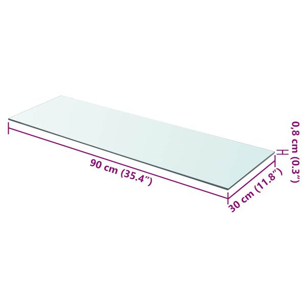 vidaXL Shelf Panel Glass Clear 90x30 cm