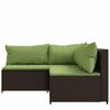 vidaXL 3 Piece Garden Lounge Set with Cushions Brown Poly Rattan
