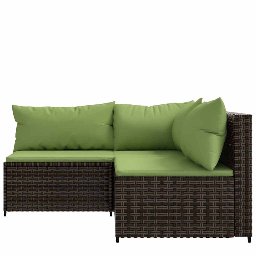 vidaXL 3 Piece Garden Lounge Set with Cushions Brown Poly Rattan