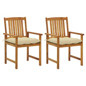 vidaXL Garden Chairs with Cushions 2 pcs Solid Acacia Wood