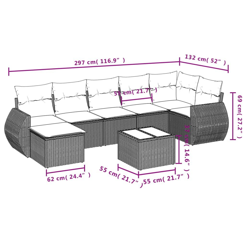 vidaXL 8 Piece Garden Sofa Set with Cushions Black Poly Rattan