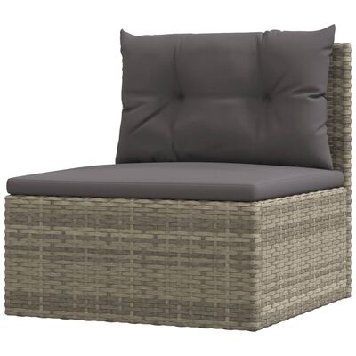 vidaXL 8 Piece Garden Lounge Set with Cushions Grey Poly Rattan