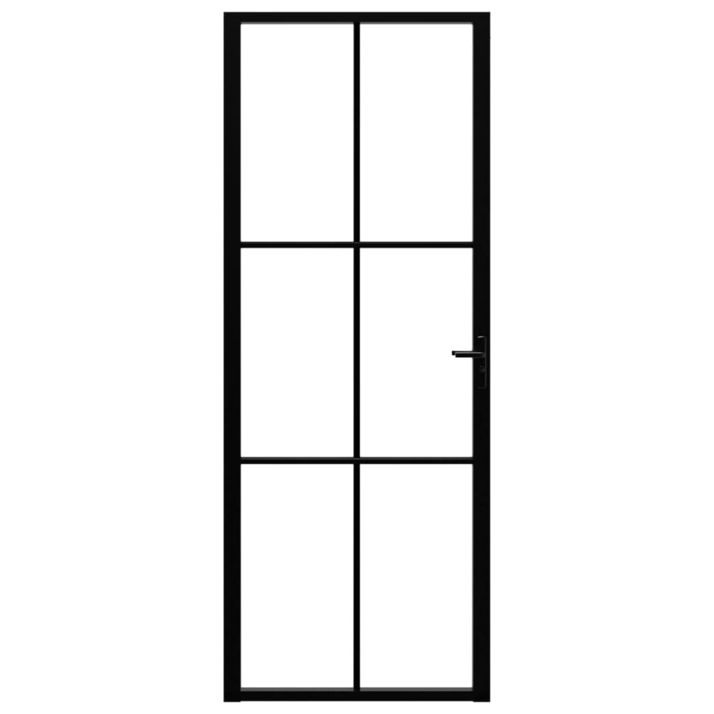 vidaXL Interior Door ESG Glass and Aluminium 76x201.5 cm Black