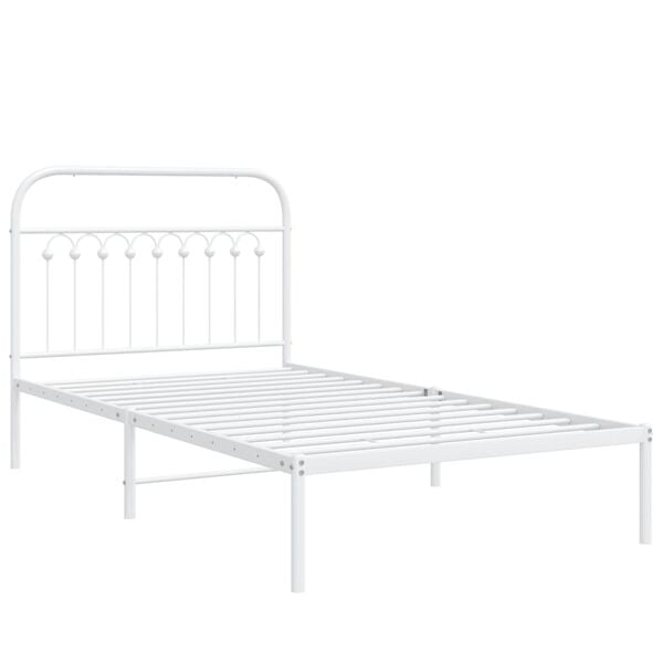vidaXL Metal Bed Frame without Mattress with Headboard White 100x190cm