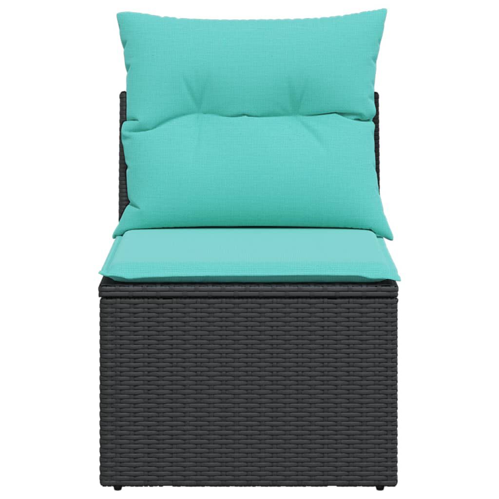 vidaXL Garden Chair Armless with Cushions Black Poly Rattan