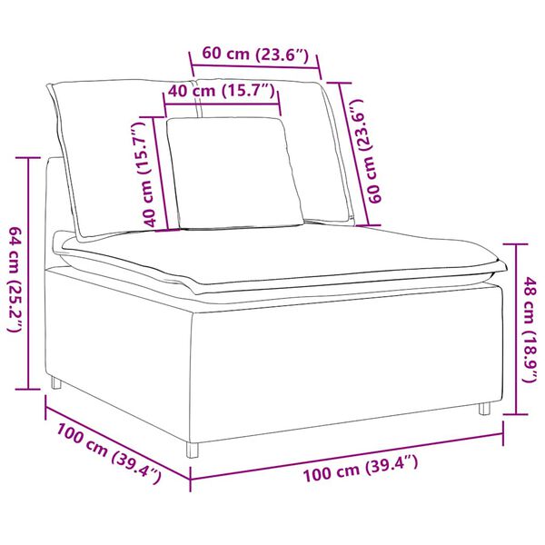 vidaXL Modular Sofa Centre Module with Cushions Dark Grey 100 cm