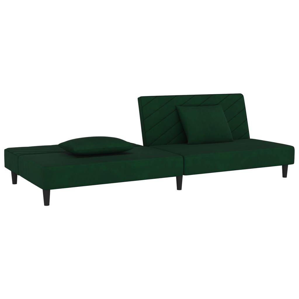 vidaXL 2-Seater Sofa Bed with Two Pillows Dark Green Velvet