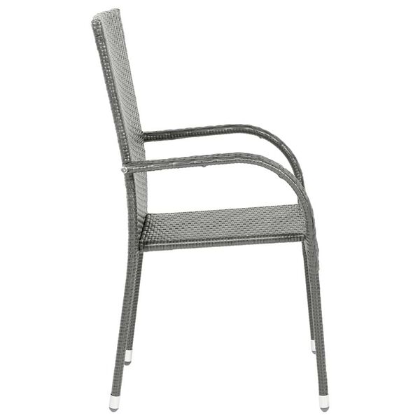 vidaXL Stackable Outdoor Chairs 4 pcs Grey Poly Rattan