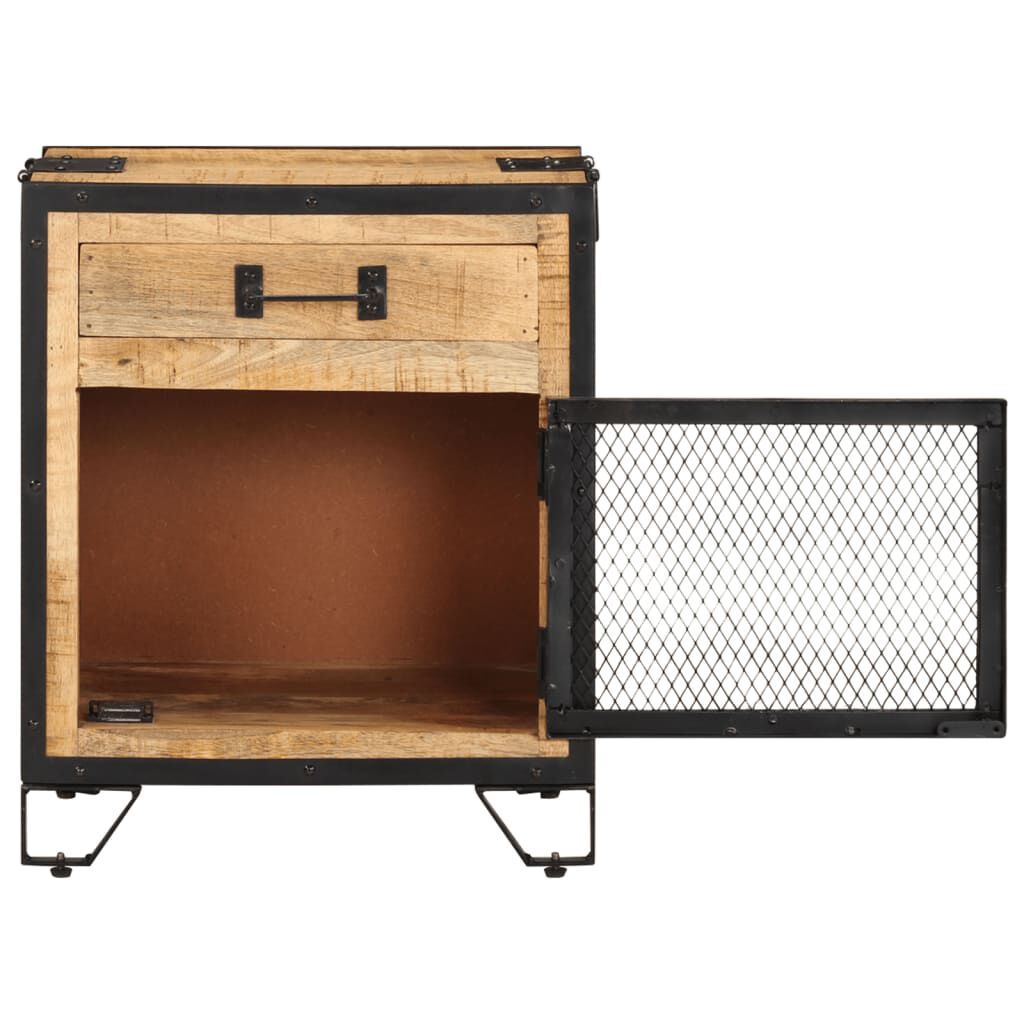 vidaXL Bedside Cabinet 43x30x51 cm Solid Rough Mango Wood