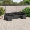 vidaXL 7 Piece Garden Sofa Set with Cushions Black Poly Rattan