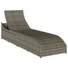 vidaXL Folding Sun Lounger with Cushion and Storage Grey Poly Rattan