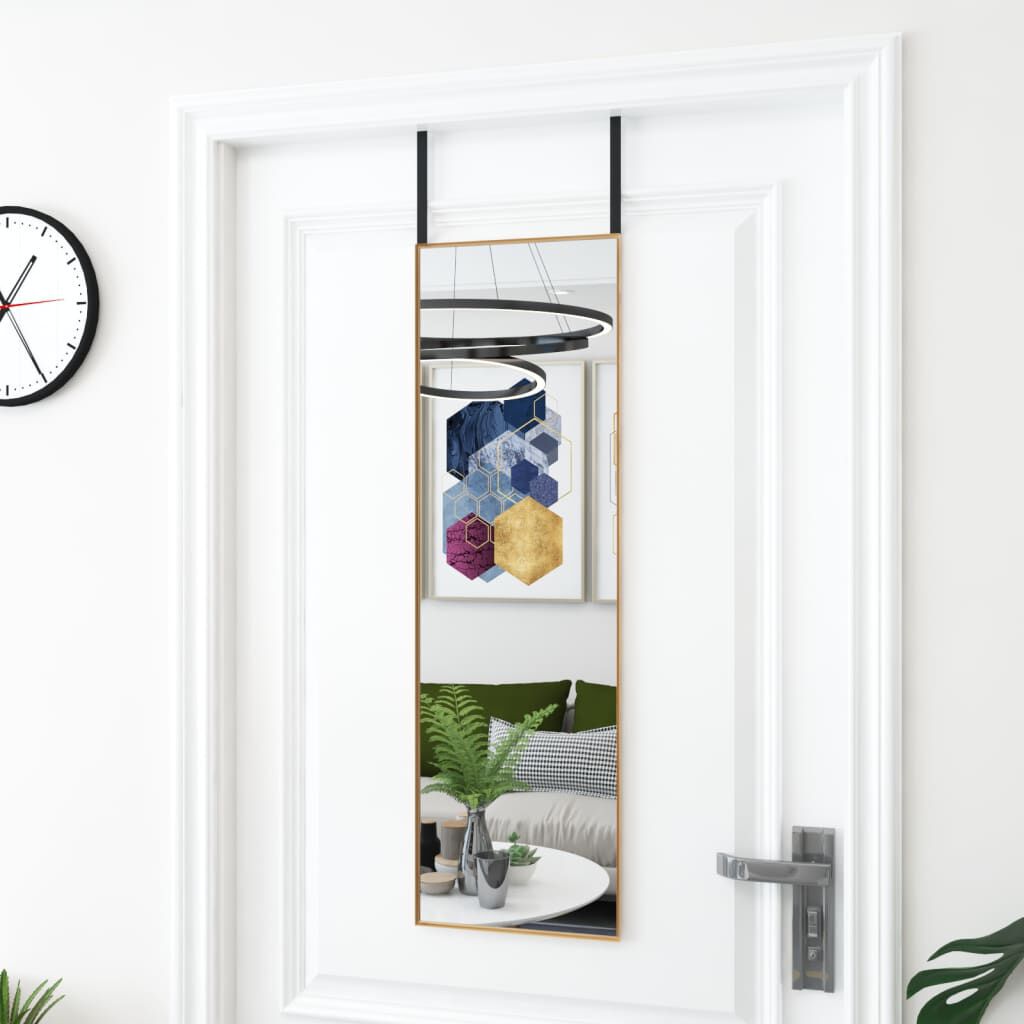 vidaXL Door Mirror Gold 30x100 cm Glass and Aluminium