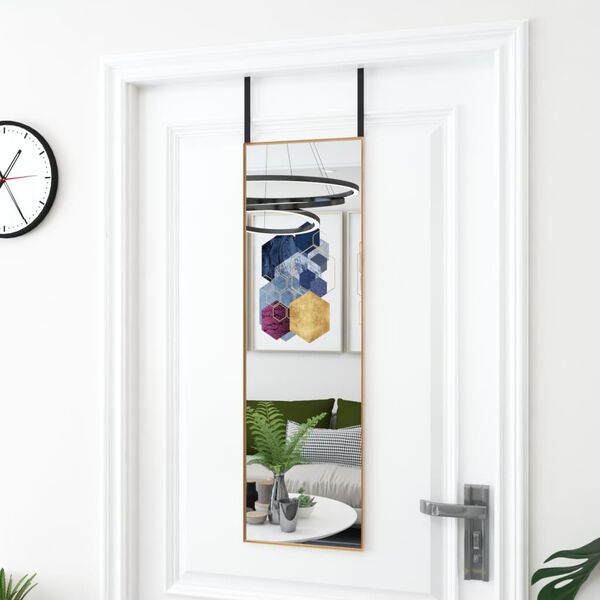 vidaXL Door Mirror Gold 30x100 cm Glass and Aluminium