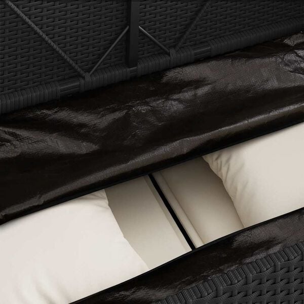 vidaXL Garden Bench with Cushions Black Poly Rattan