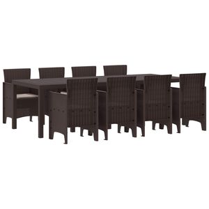 vidaXL Garden Dining Set 9 pcs Brown Polt rattan