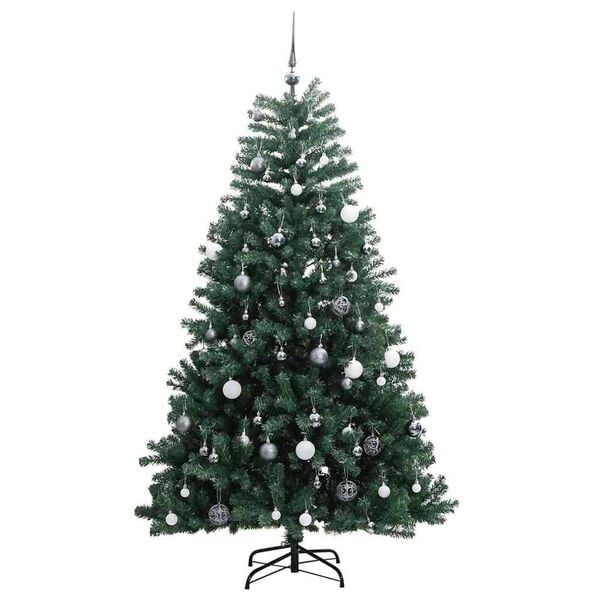 vidaXL Artificial Hinged Christmas Tree 150 LEDs & Ball Set 120 cm