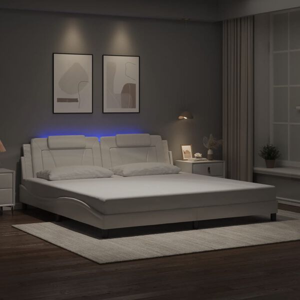 vidaXL Bed Frame "Viana" with LED without Mattress White 193x203 cm